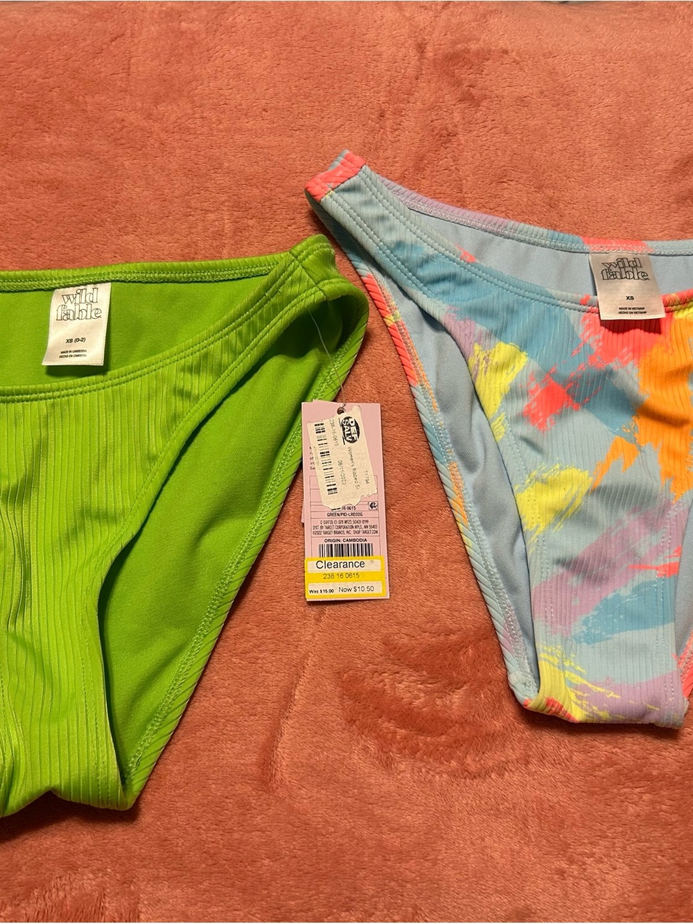 wild fable Bikini Bottoms - Neon Green & Pastel Tie-Dye
